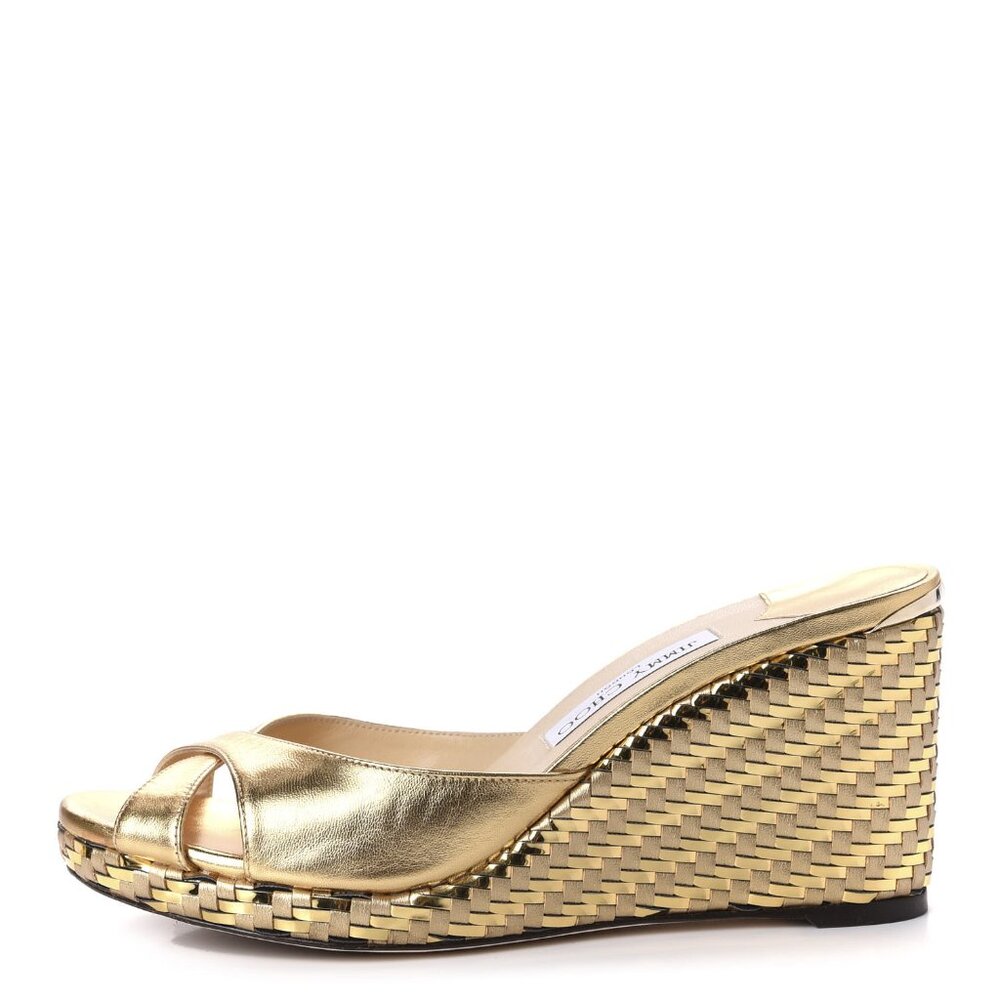 Jimmy Choo Women's Almer 105 Woven Wedge Slide Sandals